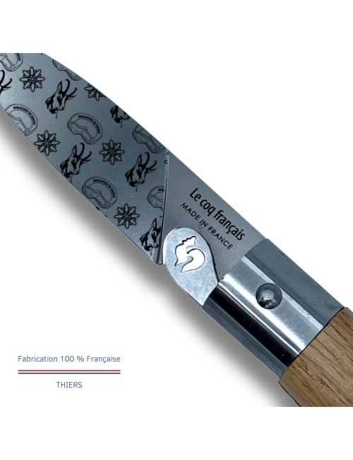 Couteau de poche LE COQ FRANCAIS Le Coq Virole Savoyard manche en bois de chêne