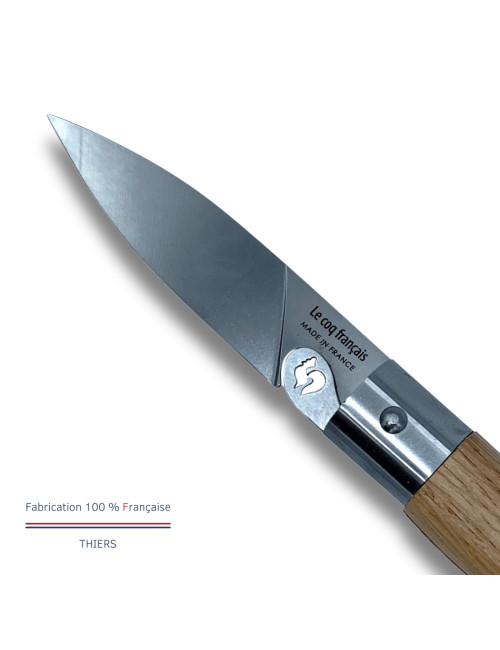 Couteau de poche avec étui LE COQ FRANCAIS Le Coq Standard manche en bois de chêne