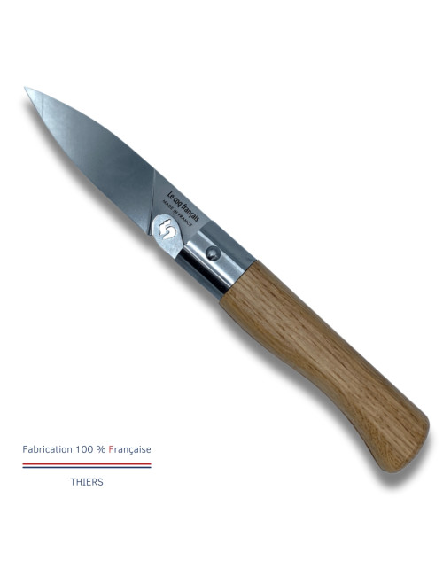 Couteau de poche avec étui LE COQ FRANCAIS Le Coq Standard manche en bois de chêne