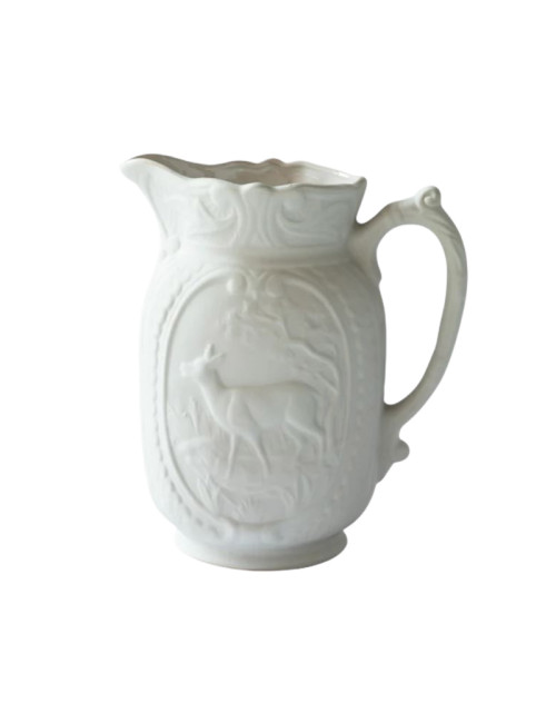 Pichet vase DIGOIN Cerf en grès Blanc Glaçon