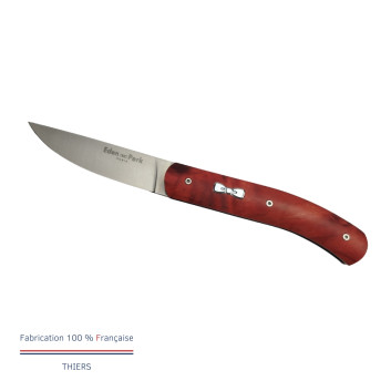Couteau de poche OVALIE Eden Park Legendary série numérotée plein manche 11cm Loupe de Peuplier rouge