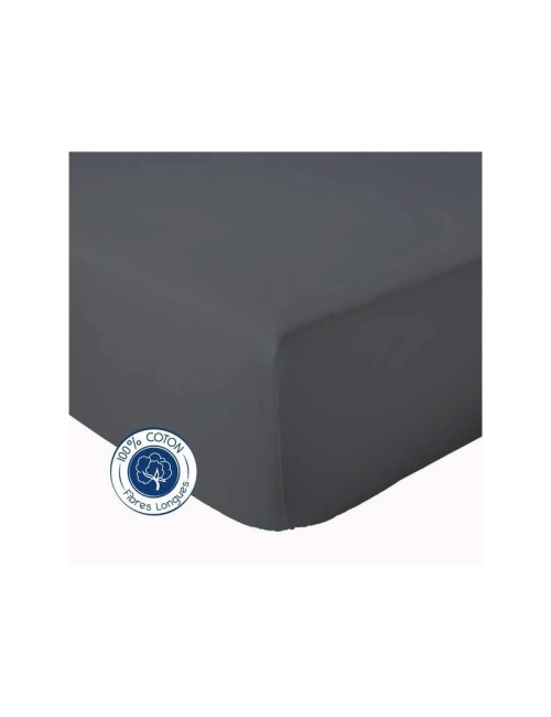 Drap housse TRADILINGE Coton Carbone 140x190 bonnet 30cm (1 dispo)
