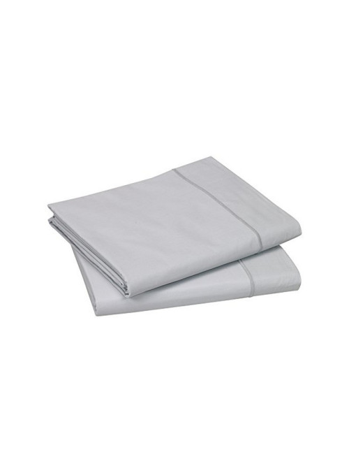 Drap plat BLANC DES VOSGES Uni Percale de coton Platine 240x300cm