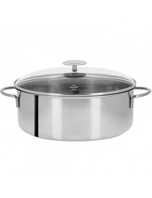 Faitout CRISTEL Mutine fixe en inox avec couvercle verre 28cm