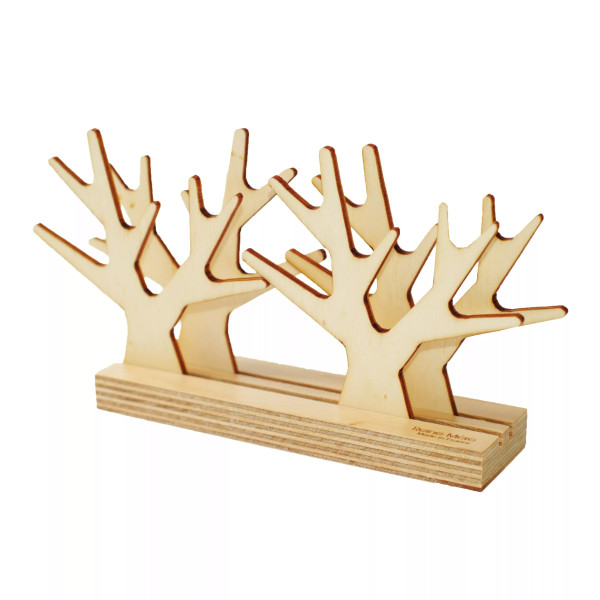 Lot de 4 sous verres en bois et leur base