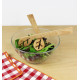 Couverts à salade en bois en forme de feuilles et leur socle