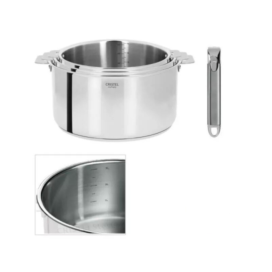 Set de 3 casseroles inox 16/18/20 cm Casteline - une poignée incluse