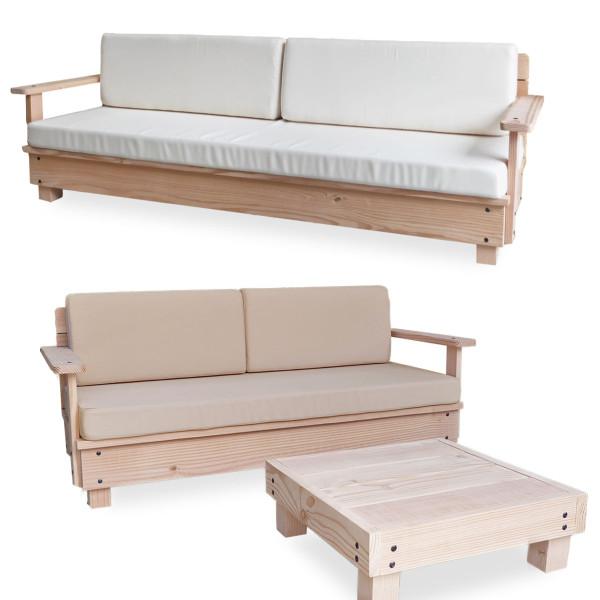 Canapé en bois massif extérieur