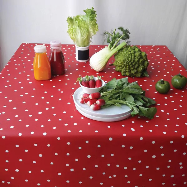 Nappe enduite Confettis Rouge - Fleur de Soleil