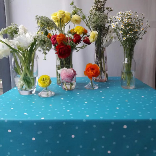 Nappe enduite Confettis Turquoise - Fleur de Soleil