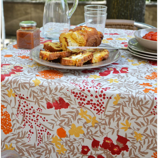 Nappe enduite Mimosa Rouge - Fleur de Soleil