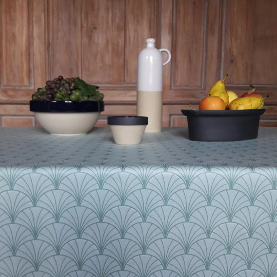 Nappe enduite Papyrus vert d'eau - Fleur de Soleil