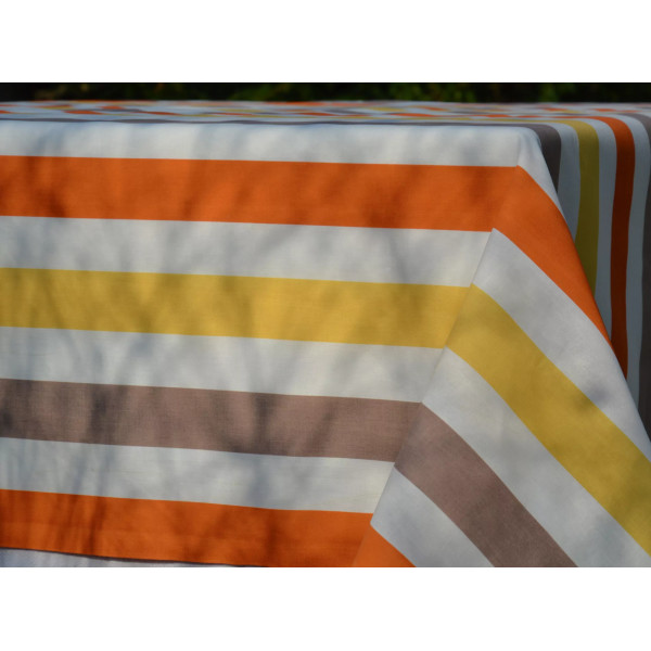 Nappe enduite Rayure  Jaune - Fleur de Soleil