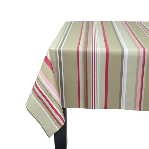 Nappe enduite Rayure taupe - Fleur de Soleil