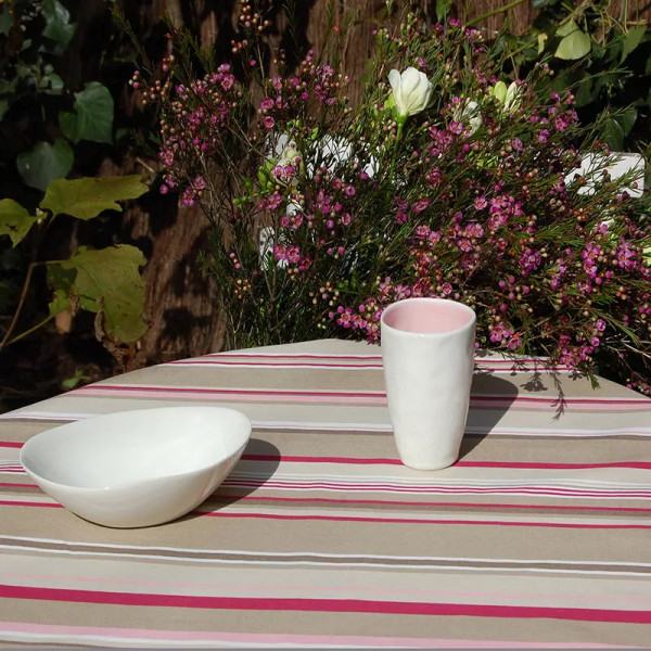 Nappe enduite Rayure taupe - Fleur de Soleil