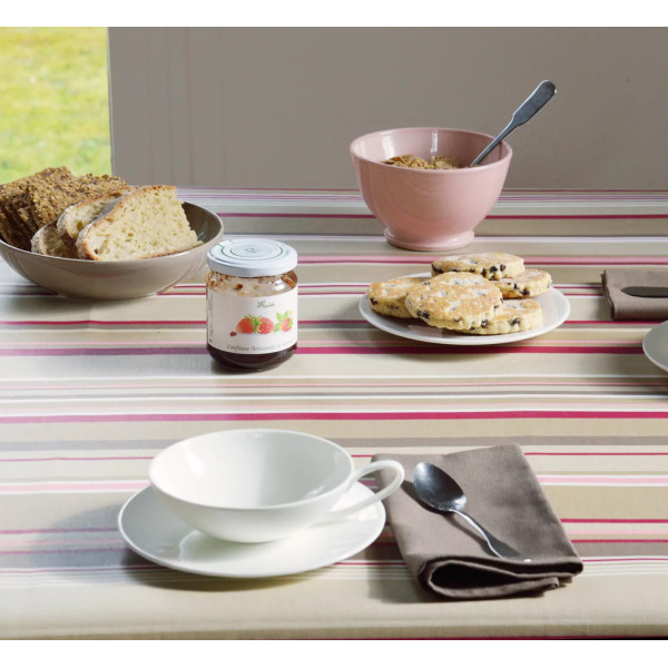 Nappe enduite Rayure taupe - Fleur de Soleil