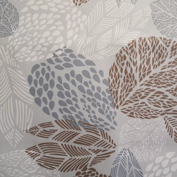 Nappe enduite ronde ou ovale Feuilles Gris Beige - Fleur de Soleil