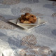 Nappe enduite ronde ou ovale Feuilles Gris Beige - Fleur de Soleil