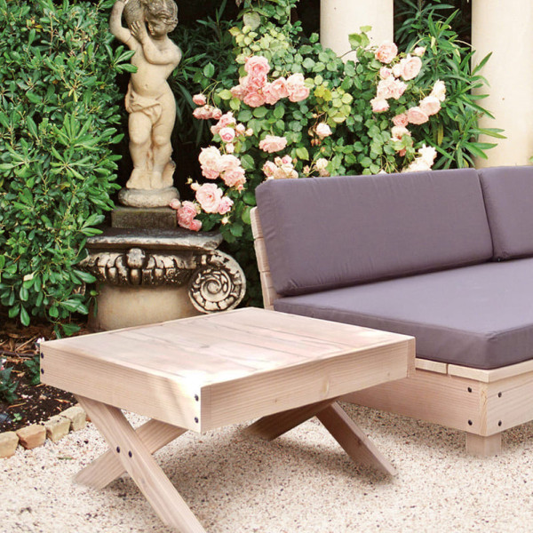 Banquette de jardin en bois à dossier incliné