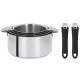 Set de 4 casseroles inox 16/18/20 cm + deux poignées Mutine