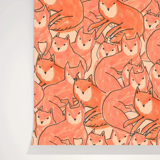 Papier peint motif renard - Season Paper