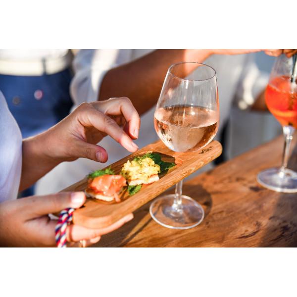 Pack de 4 planches apéritif avec support pour verre à vin vigneron - Le Régal