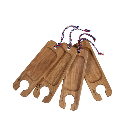 Pack de 4 planches apéritif avec support pour verre à vin vigneron - Le Régal