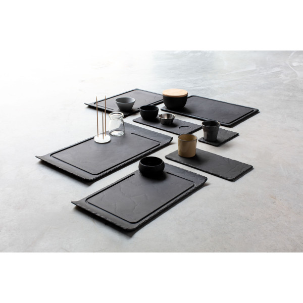 Assiette à steak rectangulaire en céramique effet ardoise - Basalt – Revol