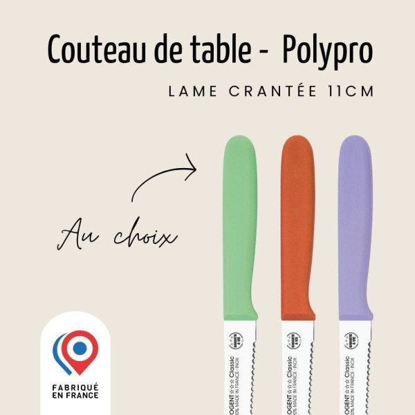 Couteau de table double crantage 11cm Polypro - Nogent 3 Étoiles