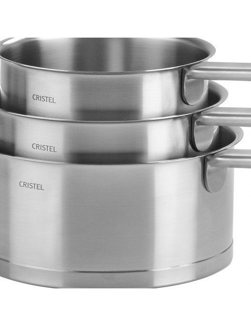 Batterie de 3 casseroles Cristel Strate en inox - 16 18 et 20cm